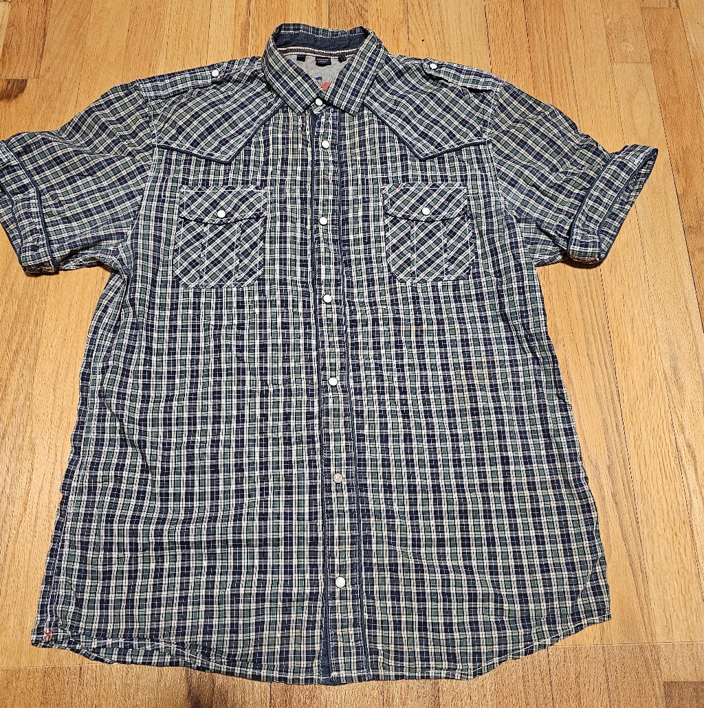 Buffalo David Bitton Navy And Green Plaid Shirt